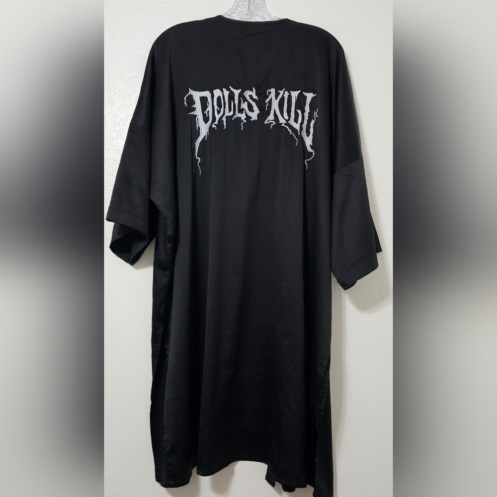 Dolls Kill Black Gothic Logo Kimono Robe – One Size